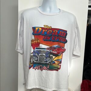 SHEIN White Tee with Vibrant Car Design